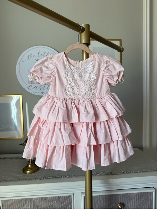 Other - Girls' Pale Pink Lace-Tiered Ruffle Dress
